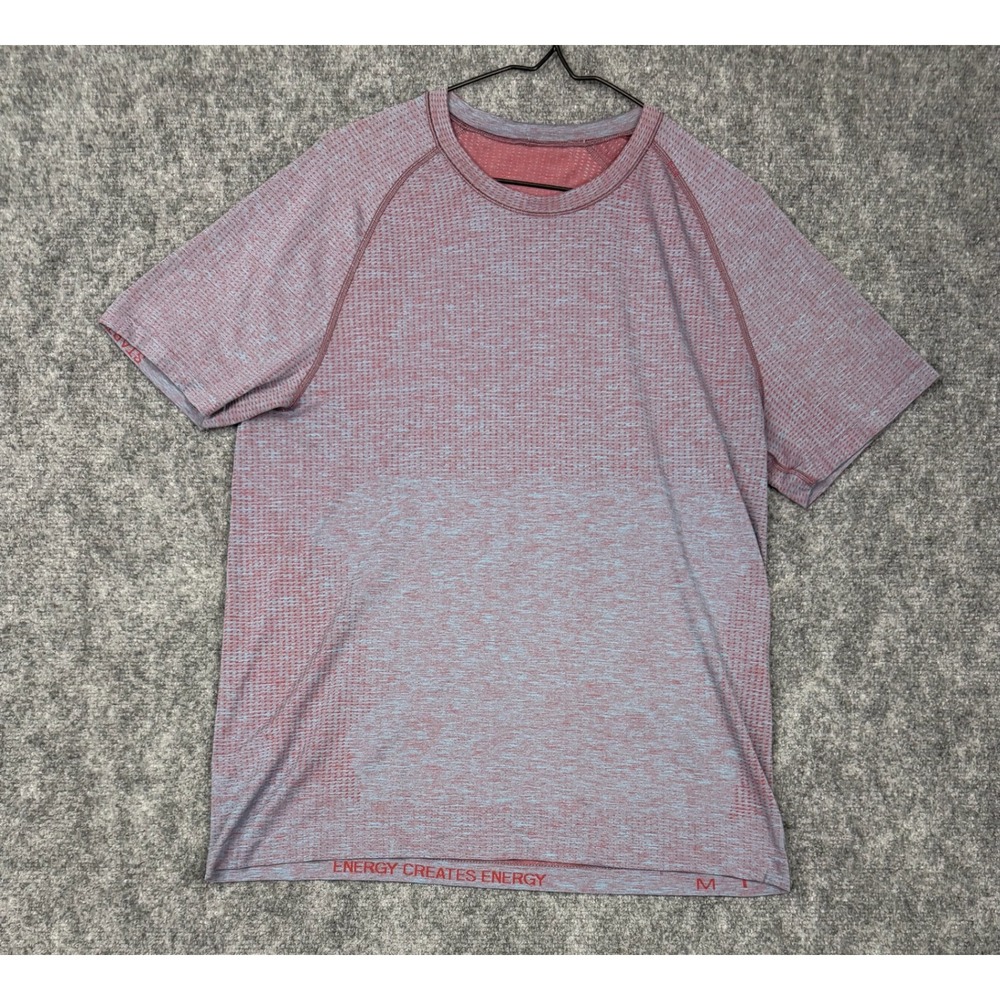 Lululemon Metal Vent Tech Short Sleeve Shirt Mens Medium Maroon Blue Space Dye